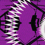 black and white shapes on purple backgrund